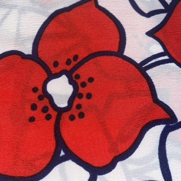 Vintage floral Scarf Belt Head wrap Headband Hair Res Blue Flowers Tropical 60s - Picture 2 of 4